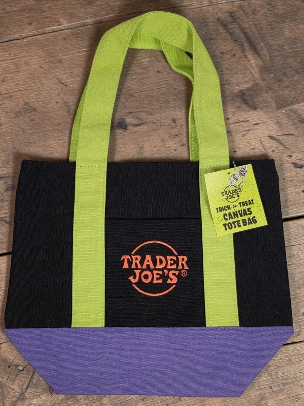 NWT Trader Joe’s Halloween Mini Tote Black Purple Green 2025 Limited Edition